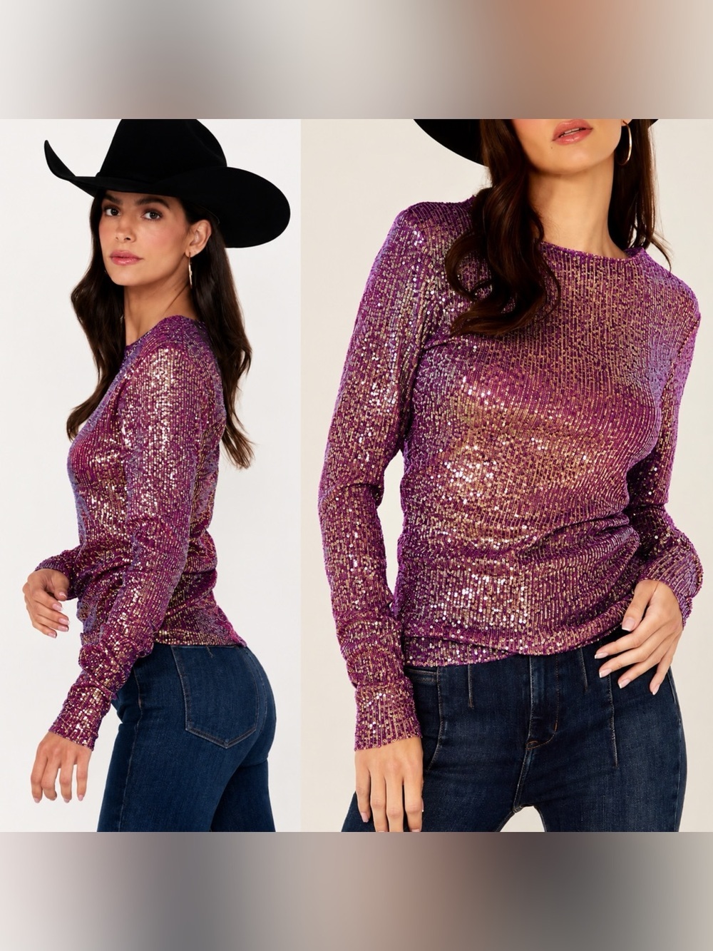 💖 Free People Gold Rush Iridescent Sequin Long-Sleeve Top- Size Small - New 💖